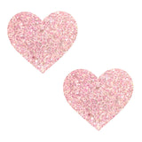 Baby pink glitter Heart Nipple Pasties, Neva Nude