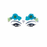 Blue and white real pressed flower face stickers for a spring festival