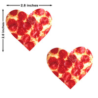 Pepperoni Pizza Heart Nipple Pasties shown on their own with a colorful printed design