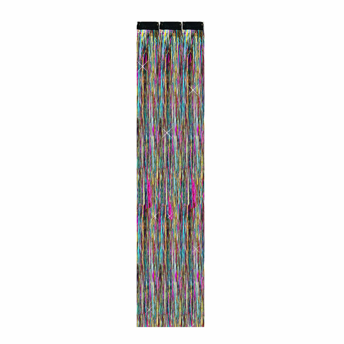 Rainbow Custard Puff Multicolor Sparkle Tinsel Hair Extension Clips 3 PK