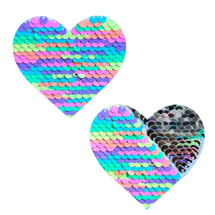 Pastel Piñata Sequin Silver I Heart U Nipple Cover Pasties