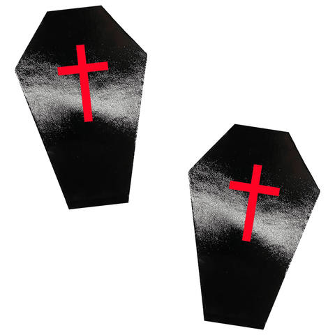 Dom Squad Wet Vinyl Black Coffin Nipple Cover Pasties