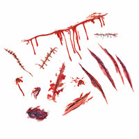 Standalone product shot of the red bloody wound temporary tattoos