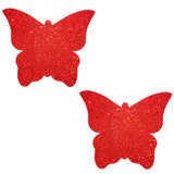 Red glitter butterfly bi pasties, Neva Nude