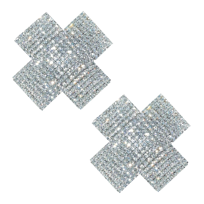 X Marks the Spot Crystal Jewel Reusable Silicone Nipple Cover Pasties