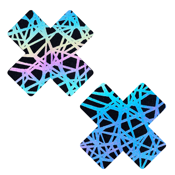 Silly String Rainbow Reflective X Nipple Cover Pasties