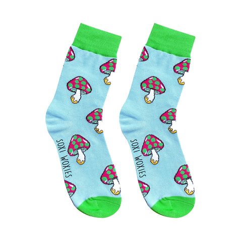 Shrooming Around Blue & Green Cotton Soxi Woxies
