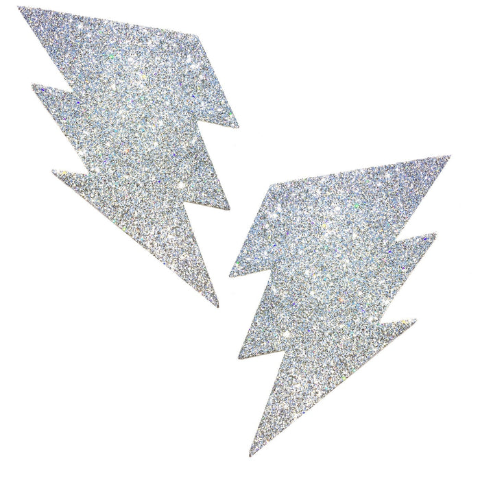 Silver glitter bolt nipple pasties, Neva Nude