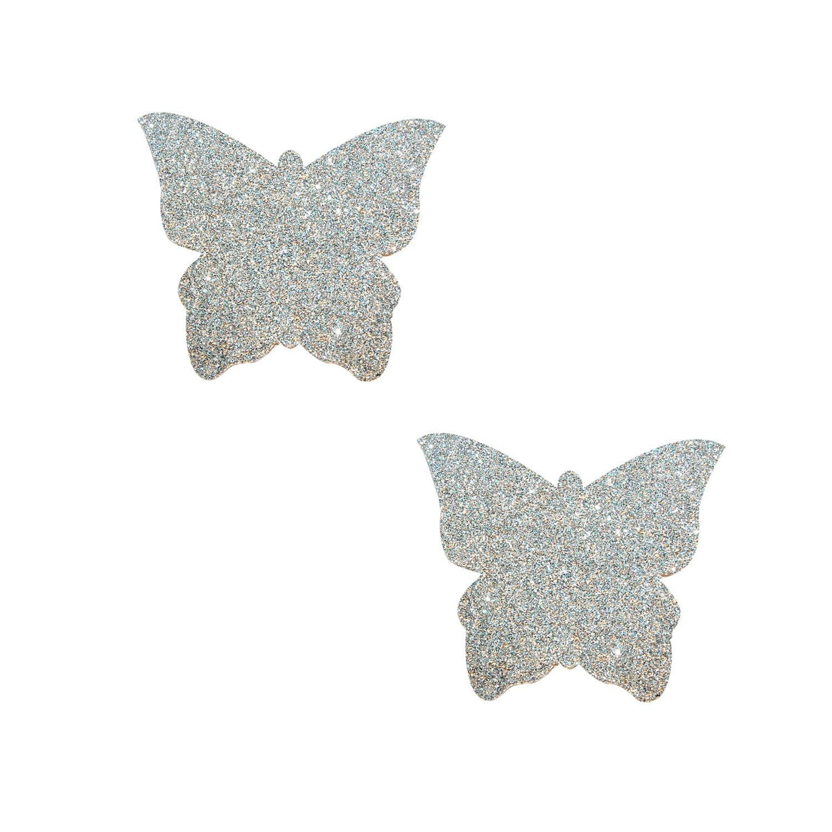 Silver Glitter Butterfly Body Stickers shown on their own with a sparkling glitter finish