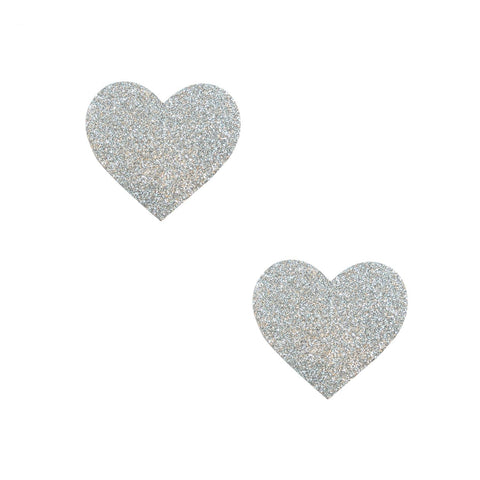 Silver glitter small heart pasties, Neva Nude