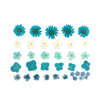 Blue real pressed flower body stickers for a spring meadow rave