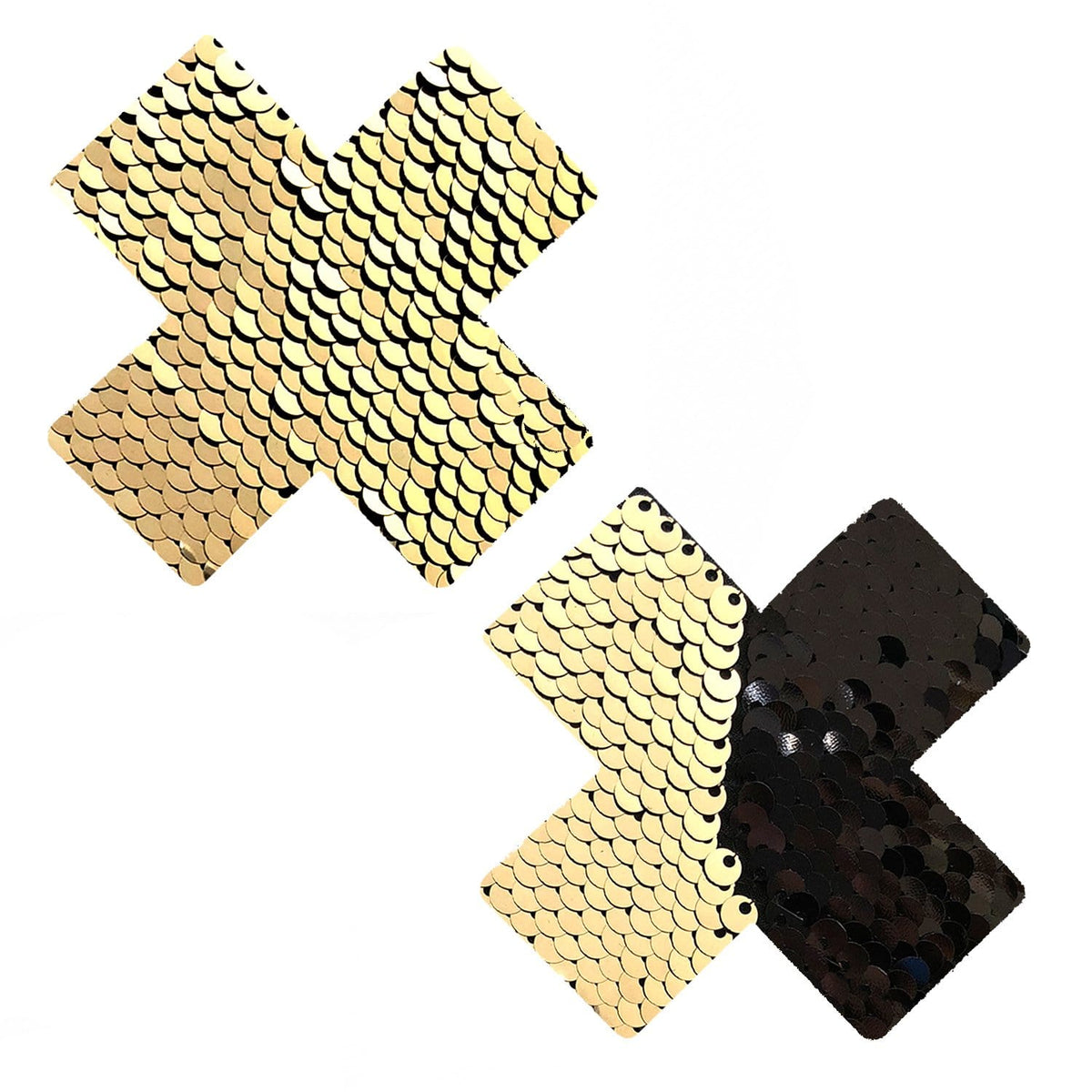 Athena Gold & Black Sequin X Factor Pasties, X Pasties - NevaNude