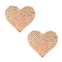 Champagne Showers Flip Sequin I Heart U Pasties, Heart Nipple Pasties - NevaNude