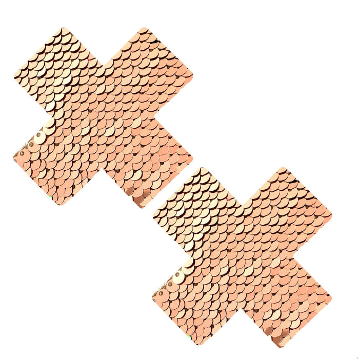 Champagne Showers Flip Sequin X Factor Nipztix, X Nipple Pasties - NevaNude