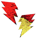 Flash Red Flip Sequin Gold Storm Surge Bolt Pasties, Bolt Pasties - NevaNude