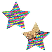 FunFetti Multicolor Gold Flip Sequin Starry Nights Pasties, Star Pasties - NevaNude
