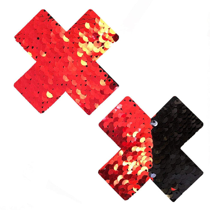 red black sequin nipple pasties, Neva nude