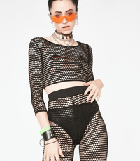 Rainbow embroidered sequin UFO nipple pasties worn by a model for a space themed rave look