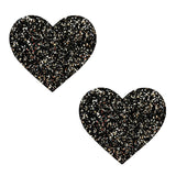 Super Sparkle Black & Silver Tinsel Town Glitter I Heart U Nipple Cover Pasties