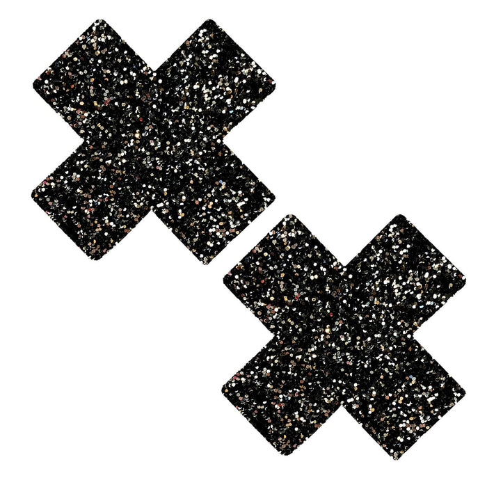Black glitter x Pasties, Neva Nude