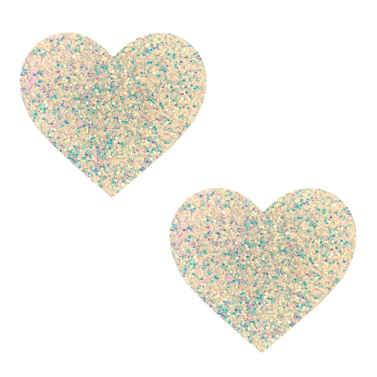 White glitter heart rave pastie, Neva Nude