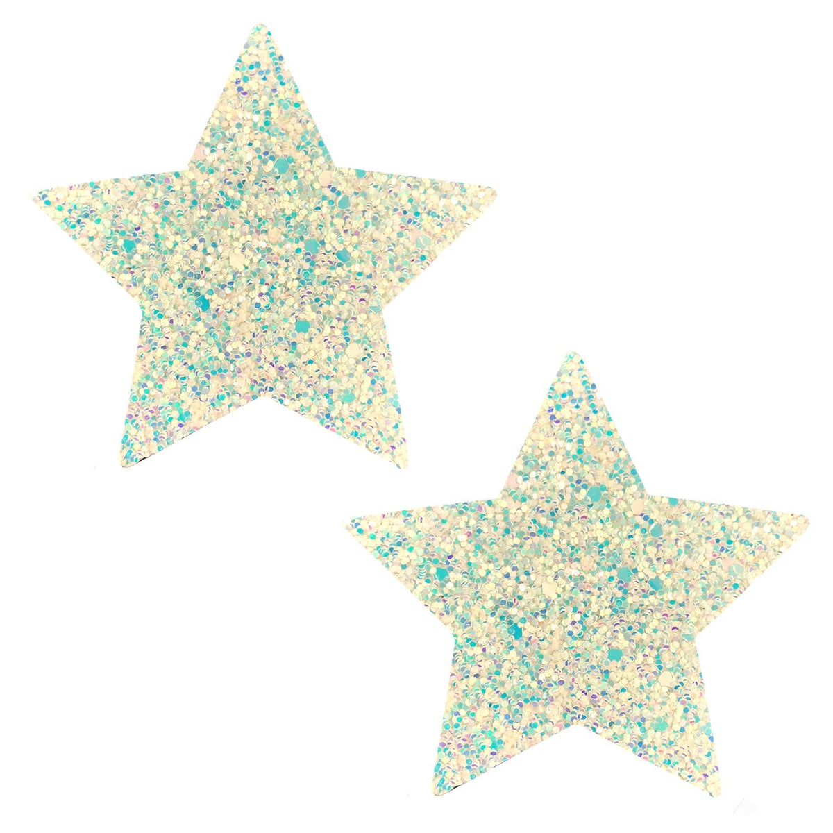 white glitter rave pasties, Neva Nude