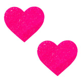 Super Sparkle Watermelly Pink Blacklight Glitter I Heart U Nipple Cover Pasties