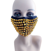 Gold spiked stud face mask with filter pocket from the gilded lingerie set