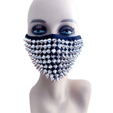 Greed Silver Chrome Stud Face Masks With Filter Pocket & Adjustable Ear Loops