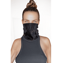 Black holographic snakeskin print sexy neck gaiter with iridescent shine