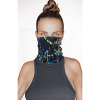 Black neon graffiti print sexy neck gaiter in bright multicolor