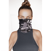 Black grey camo print sexy neck gaiter with blacklight detail