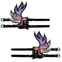 Alternate view of the iridescent flame boot wings pair showing the color shift