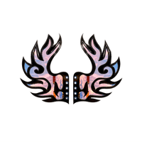 Iridescent flame leather boot wings pair for a biker rally night out