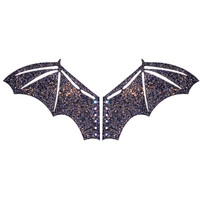 Black glitter reflective bat boot wings for a goth Halloween