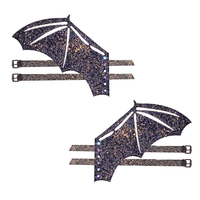 Alternate view of the black glitter reflective bat wings pair
