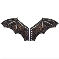 Black reflective glitter bat wings for calf or boot, product view