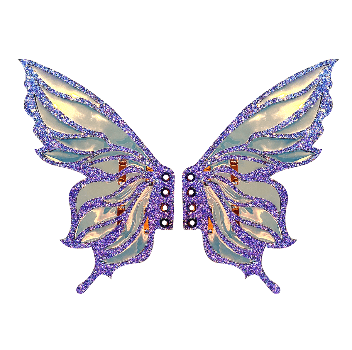 Dark purple glitter fairy boot wings for an enchanted festival