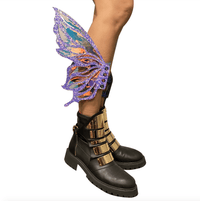 Alternate view of the dark purple glitter fairy wings pair for calf or boot