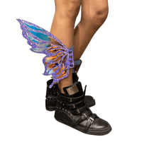 Dark purple glitter fairy calf or boot wings showing their sparkle