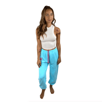 Alternate view of the blue neon oversized jogger sweatpants for cozy rave nights