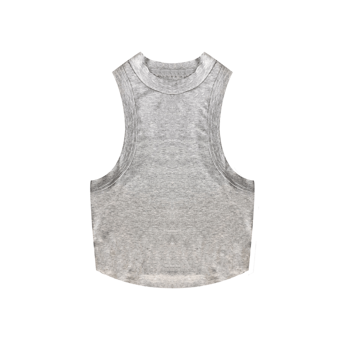 Heather grey cotton side boob crop top for a relaxed weekend lounge