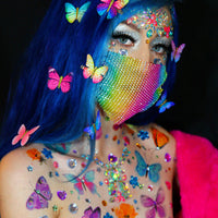 Blue butterfly large temporary tattoos with floral details shown on their own
