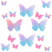 Pink and blue holographic butterfly sticker crop top shown on a clean background