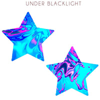Blacklight blue nipple pasties, Neva nude