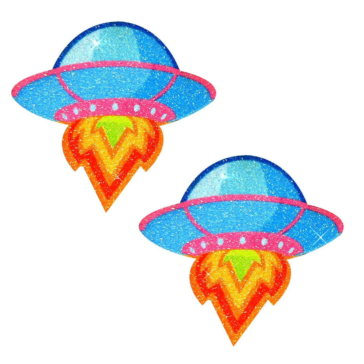 Freaking Awesome Blue UFO Glitter Nipple Cover Pasties