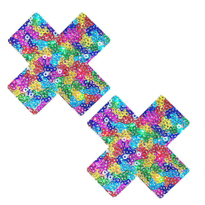 Multicolor sparkle nipple rave pasties, Neva Nude