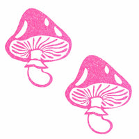 Standalone product shot of the neon pink glitter toadstool nipple pasties
