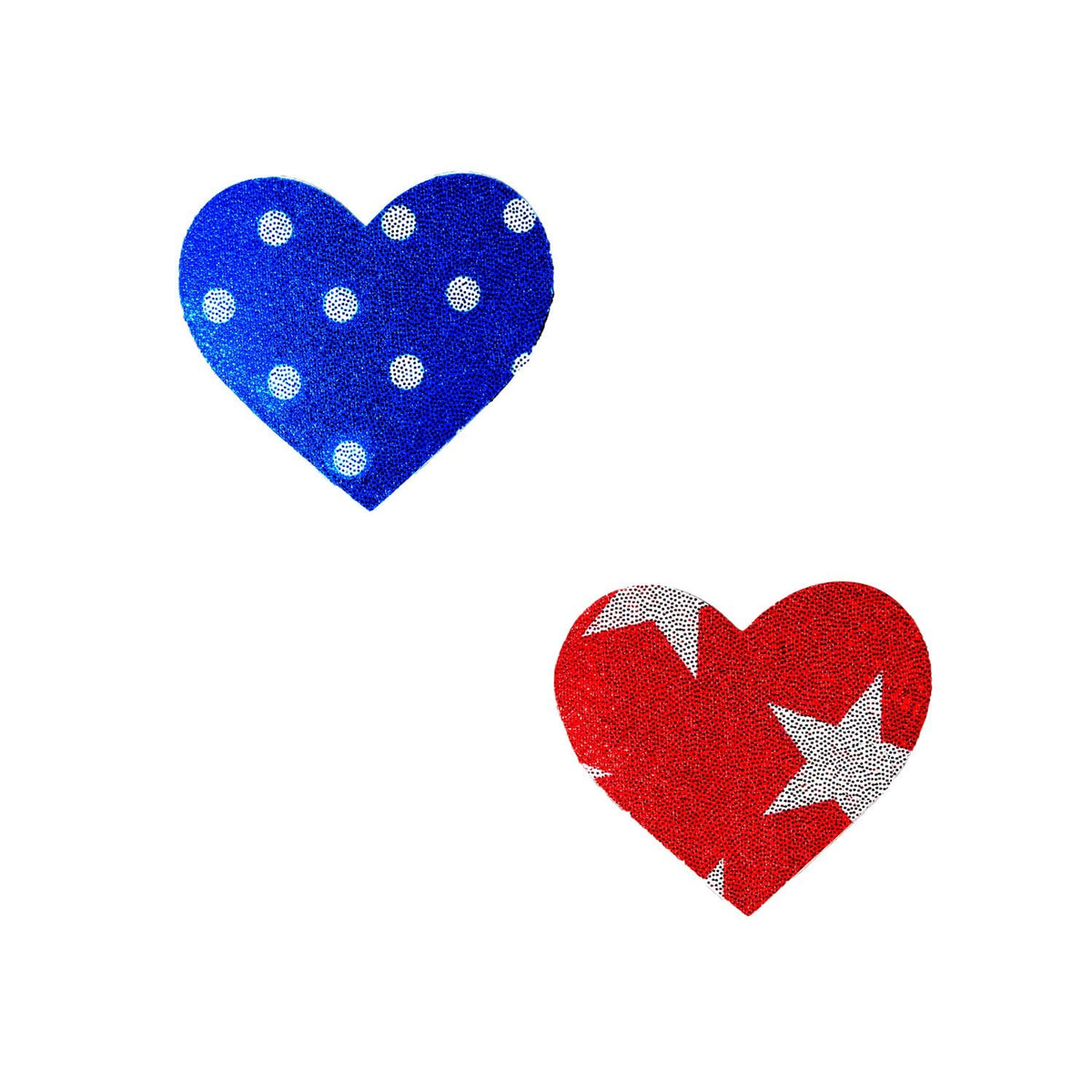 Patriotic Heart Body Stickers shown on their own with a colorful printed design